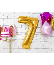 Ballon aluminium chiffre n°7 or pour anniversaire et pas cher