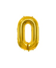 Ballon aluminium chiffre n°0 or et rose gold pour anniversaire et pas cher
