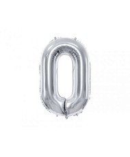 Ballon aluminium chiffre n°0 argent pour anniversaire et pas cher