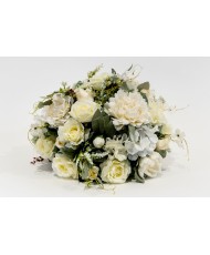 Demi boule de fleurs artificielles blanche 50 cm ROSA
