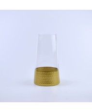 Vase cylindrique transparent (Base à effet nid d'abeille en or)