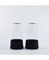 Vase en verre transparent base noir (Bordure doré) Joudi