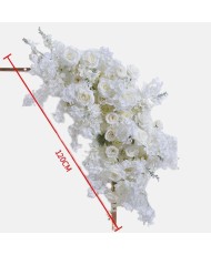 Chemin de fleurs artificielles blanc pour angle 120cm Neige