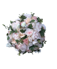 Boule de fleurs artificielles rose ivoire vert pour mariage et pas cher