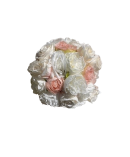 Boule de fleurs artificielles blanc ivoire et rose 32 cm JULIA