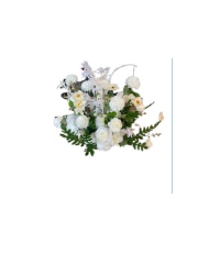 Bouquet de demie boule de fleurs artificielles blanc et vert pour fête et pas cher